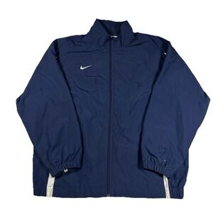 Vintage Nike Team Jacket Mens Large Blue Windbreaker Swoosh Full Zip Up Y2K